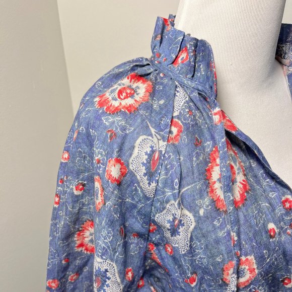 Wiggy Kit Keeper Dress Blue Linen Floral NWOT - Picture 3 of 9